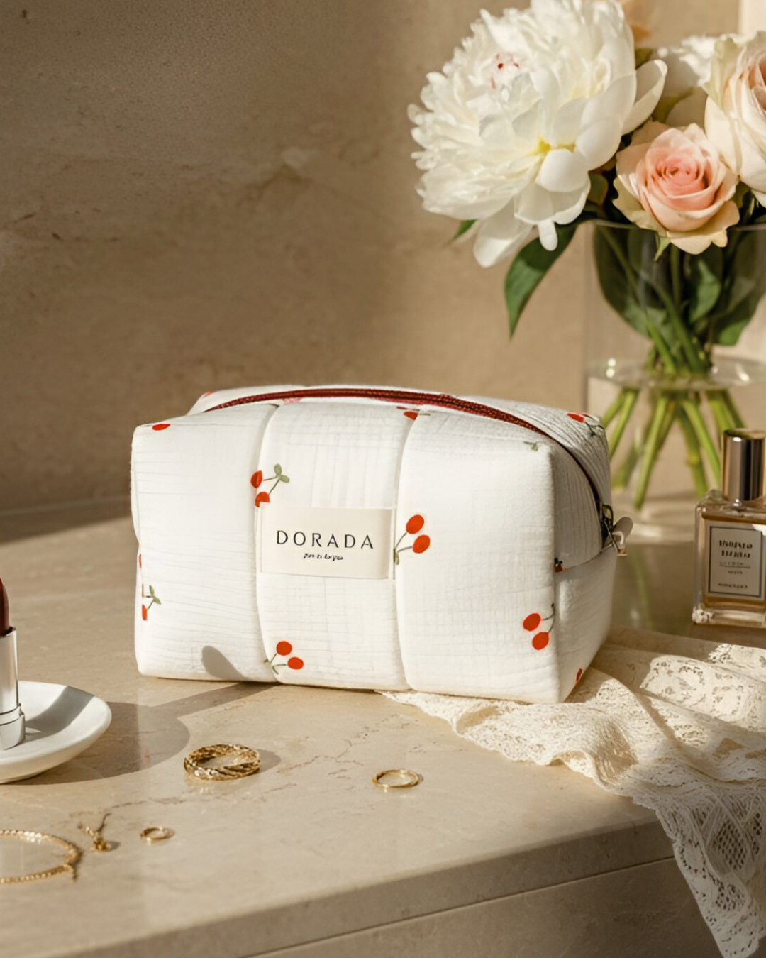 Cherry Picnic Makeup Bag